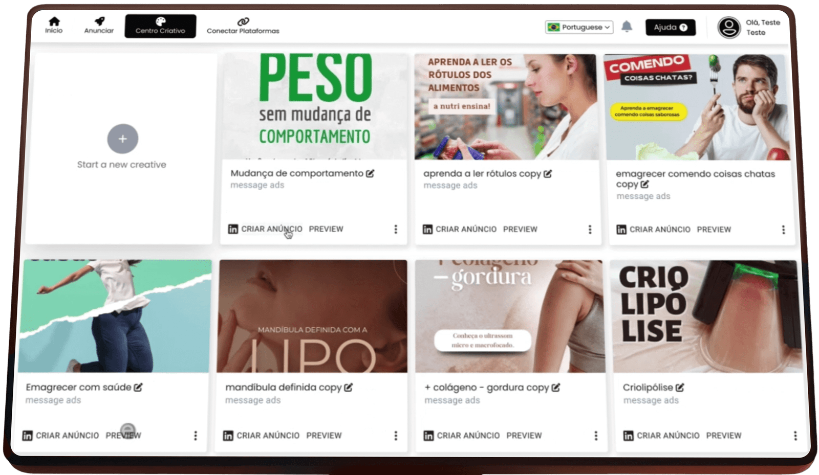 Platform interface with multiple ad options